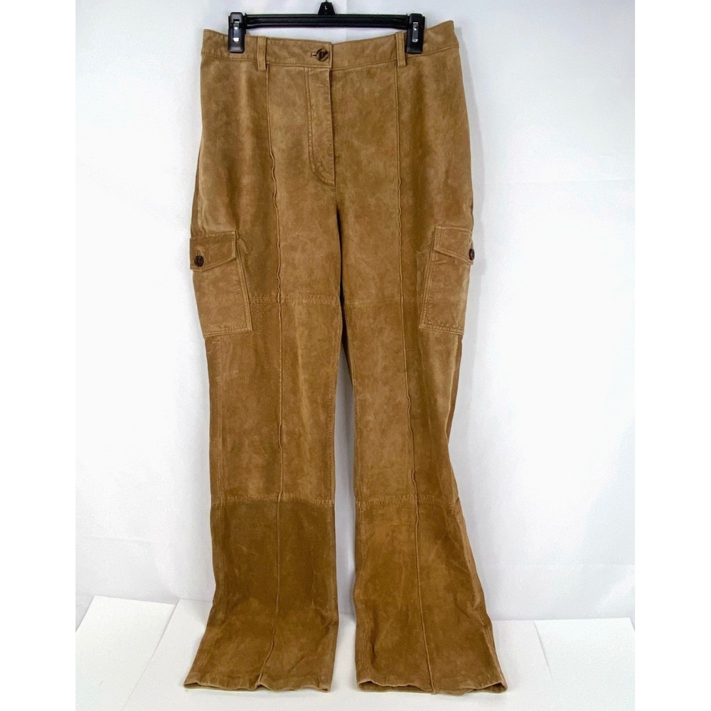 Bernardo Genuine Suede Leather Cargo Pants Women's 10 Brown Fully Lined Straight
